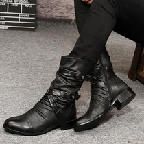 Fashion Buckle Strap Studded Womens Biker Boots