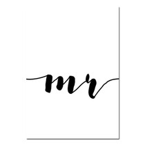 Mr Mrs Family Love Quote, Minimalistic Wall Art Canvas