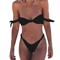 Women Bikini Set Swimwear Push-Up Padded Solid Bandage Bra Swimsuit Beachwear