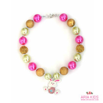 Easter Bunny Chunky Bubblegum Necklace - PINK/GOLD
