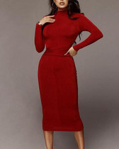 Round Neck Bodycon Midi Dress
