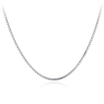 925 Sterling Silver 18k White Gold Plated 0.6mm Box Italian Necklace chain (Length 16" 18" )