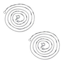 925 Sterling Silver 18k White Gold Plated 0.8mm Box Italian Crafted Necklace Chain 2pcs 16"