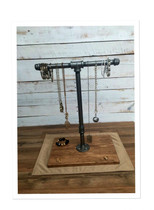 Industrial jewelry stand - black iron pipe jewelry holder