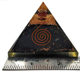 Shungite Orgonite Pyramid with Healing Copper Coil - Orgone Pyramid