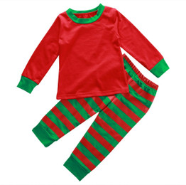 Children Christmas Striped Pajamas Set Clothing
