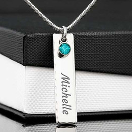 Grandson, Never Forget I Love You Birthstone Name Necklace