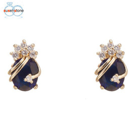 SUSENSTONE Mosaic earrings 1Pair Girls Women Rhinestone Earrings Ear Hook Stud Jewelry popular accessories