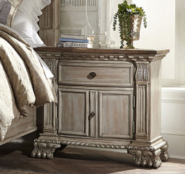 Wooden Nightstand With A Drawer and Cabinet Light Brown