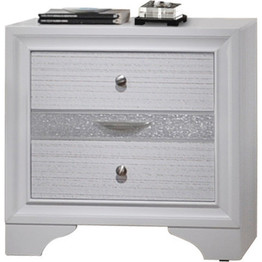 Stylish 3 Drawers Wood Nightstand By Naima , White