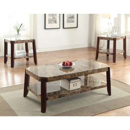 Modish Coffee Table, Faux Marble & Brown