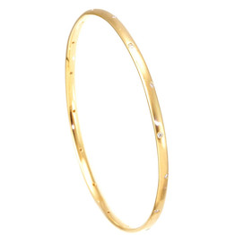Bangle Bracelet with Round Diamonds cast in 14K Yellow Gold