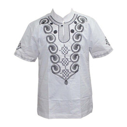 Mr Hunkle Men's Embroidery Shirt Summer and Autumn Short Sleeve Casual Shirts Mandarin Collar Men's Clothing With Single Button