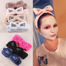 2020 New OMG Letter Coral Fleece Wash Face Hairbands For Women Cute Soft Bow Girls Headbands Hair Bands Turban Hair Accessories