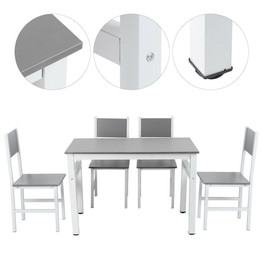5PCS Modern Dining Set Table 4 Chairs Kitchen Furniture Room Breakfast Home