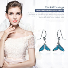 925 Sterling Silver Whale Tail Earrings