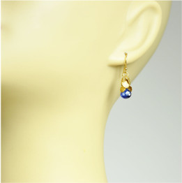 Shell Cluster Blue Sapphire Earrings , September Birthstone
