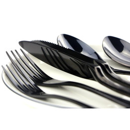 6Pcs/Lot 18/10 Stainless Steel Dinnerware Set Black Cutlery Set Dinner Knife Scoops Silverware Set Fork Tableware Dessert Fork