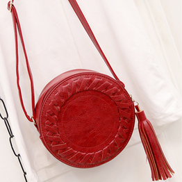 Cute Roll Shoulder Bag Women Bag Tassel Round Weave Crossbody Bags Messenger Bag