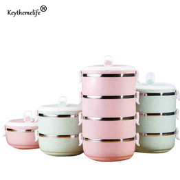 Keythemelife Japanese Lunch boxs Thermo Food containers for Kids Thermal Bento Lunchbox Platic PP+304 Stainless Steel E1