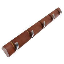 X XBEN 5-Hook Bamboo Coat Hanger Wall Mount Rack, Modern，Sleek and Simple Design Storage Organization for Hats, Keys, Jackets, Towels, Scarfs，Purses, Bags, Umbrellas- Dark Brown