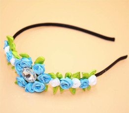 Rhinestone Flowers Green Garlands Leaves Decorative Wreaths Hair Hoop Boutique Head Band Girls Hair Accessories