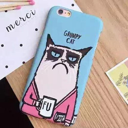 Cute Cartoon Grumpy Cat Case For iphone 6 Case For iphone 6S 6 Plus 6S Plus 5 5S Phone Cases Lovely Animal Back Cover Capa Coque