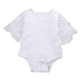 Cute Baby Girls White Lace Ruffles Sleeve Romper Infant Lace Jumpsuit Clothes Sunsuit Outfits