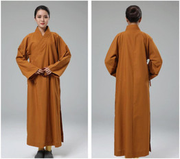 Buddhist Monk Robe Cotton Gown Men Women Frock Buddhist Supply Meditation Yellow Gray