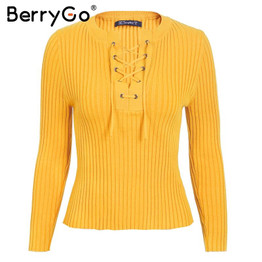 BerryGo Tie up o neck winter knitted sweater women Autumn pull knit jumper pullover female Casual streetwear pull femme 2017