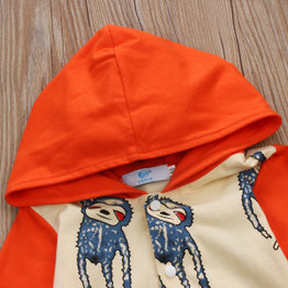 Newborn Baby Boy Girl Hooded Romper Long Sleeve monkey Jumpsuit Clothes Outfit