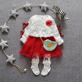 roupas de bebe Baby Infant Lace Flower Patchwork Mesh Princess Party Girls Kids Tutu Sweet Two Pieces Dress vestidos