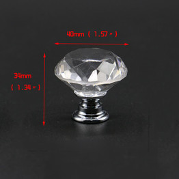 KAK 20-40mm Diamond Shape Design Crystal Glass Knobs Cupboard Drawer Pull Kitchen Cabinet Door Wardrobe Handles Hardware