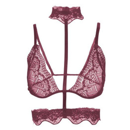 Choker Transparent Black Floral Lace Sexy Push Up Bra Halter Top Sexy Strappy Party Bralette Unpadded Bra Top Lingerie