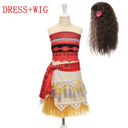 MUABABY Girls Moana Outfit Princess Kids Advanture Cosplay Costume Children Classic Deluxe Belle Ball Gown Dress Up Clothing