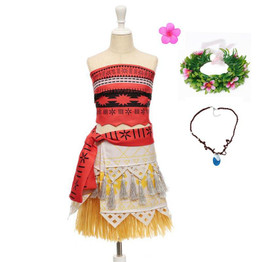 MUABABY Girls Moana Costume Little Girls Advanture Outfit Children Summer Beach Dress Kids Halloween Cosplay Dresses Clothing
