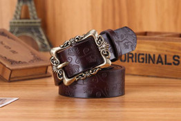 Lucidity Belts Woman Casual Embossing PU Leather Ladies Belt Fashion Vintage All-Match Pin Buckle Women Belt 110cm-115cm