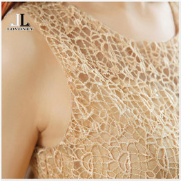 LOVONEY T403 Elegant Long Prom Dresses 2017 A-Line O-Neck Gold Prom Dress Evening Gown Formal Dresses Robe De Soiree