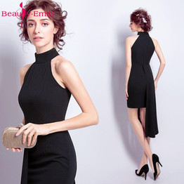 Beauty-Emily Black Mini Cocktail Dresses 2018 Sexy High New Design Formal Prom Gowns Short Mini Cocktail Party Prom Dress