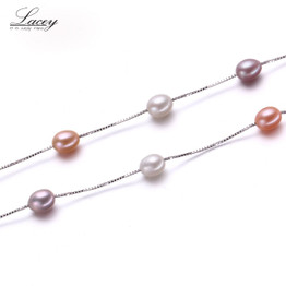 Muilt Natural pearl necklace 100% 925 sterling silver necklace, 6-7mm Real Cultured Freshwater pearl Jewelry for Women gifts