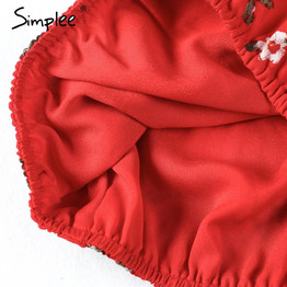 Simplee Two-piece red chiffon summer dress women 2017 Vintage party ruffles short dress Off shoulder beach dress vestido