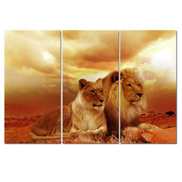 No Frame Animal Oil Painting Lion King Posters Wall Art and Prints Home Decor Mordern Canvas Pictures for Living Room 3 Pieces