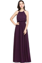 In Stock Robe de Soiree Burgundy Simple Evening Dresses Long 2017 Cheap Chiffon Formal Dress Party Gown Vestido de Festa