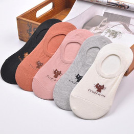 Goebel Woman Ankle Socks Casual Cat Short Socks  Female Fashion Summer Cute Cartoon Socks Cotton Women 5pairs/lot