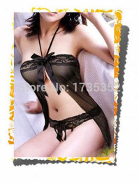 Bows Hot Babydoll Lace Women Sexy Sleepwear Lingerie G-String Lady Nightwear Set