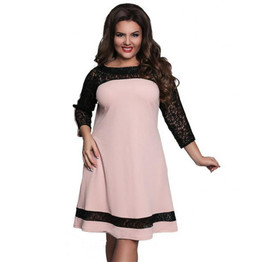5XL 6XL Large Size 2017 Spring Summer Dress Straight Dresses Big Size Pink Elegance Lace Dress Plus Size Women Clothing Vestidos