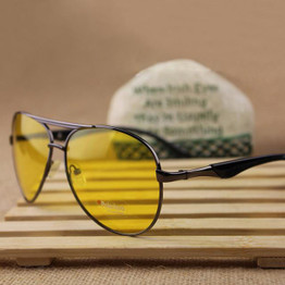 5pcs/lot High quality men's Night Vision Sunglasses male Driving Sun glasses Metal Frame+Yellow Resin Lens UV400 Unisex Goggles