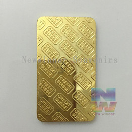 5pcs/lot Gold Plated Layered Bullion Bar Ingot Replica coin+ laser number free 1oz CREDIT SUISSE bar Switzerland Fake Gold Bar