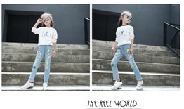Girls Jeans For Kids 2018 Fashion Kids Trousers Spring Hole Cartoon Print Design Jeans Children Clothes Pants Girls Outfit