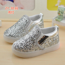 childrens running shoes led light sneakers Gold flashing boys and girls flashing sneakers kids moccasin shoes